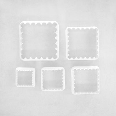 Cookie Cutter Plastic Plain/Scalloped Square Set 5