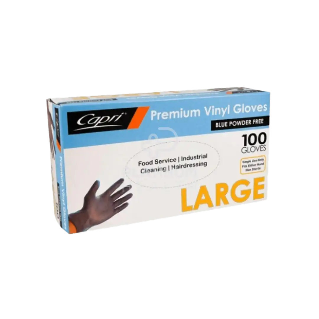 Gloves Capri Premium Blue Powder Free Vinyl LARGE