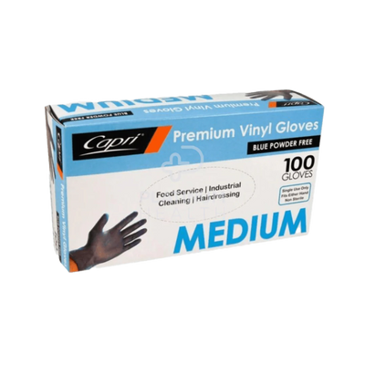 Gloves Capri Premium Blue Powder Free Vinyl MEDIUM