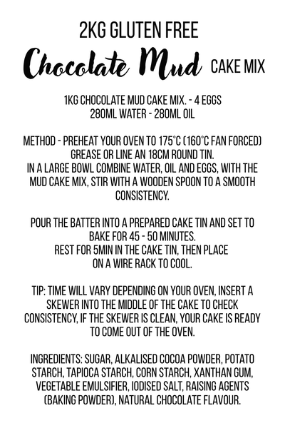 GLUTEN FREE CHOCOLATE MUD MIX 2KG