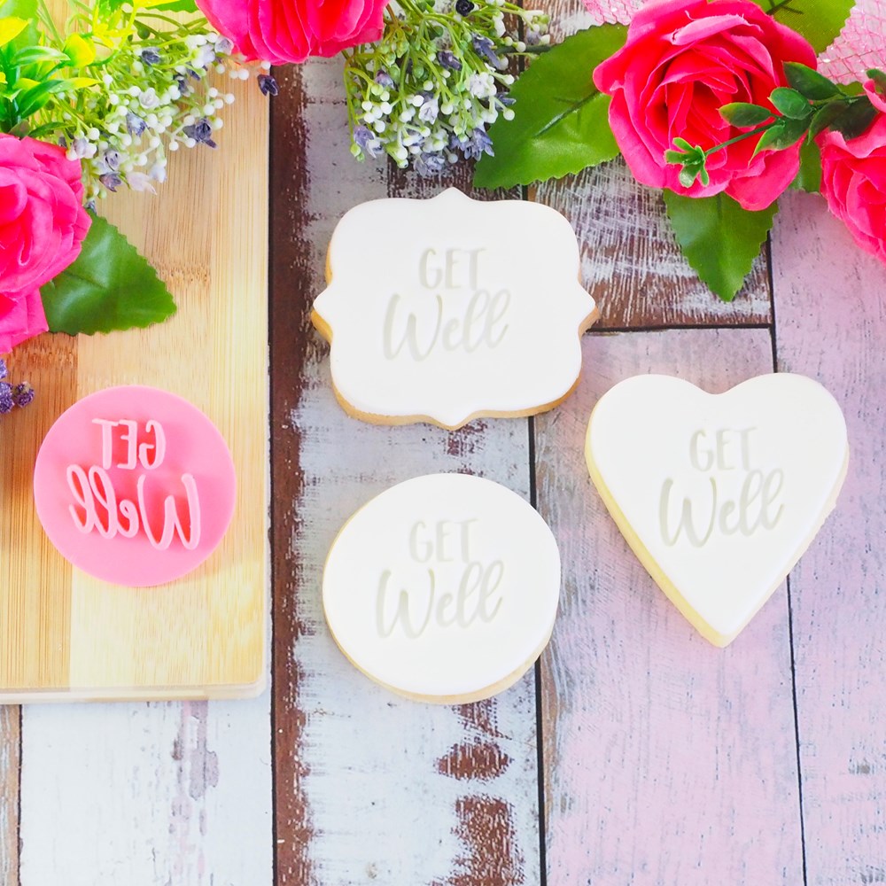 Cookie Stamp Get Well (Fun) Emboss 3D Printed Cookie Stamp