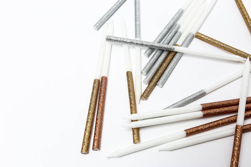 Candle Gold Glitter Dip Cake Candles 12pc