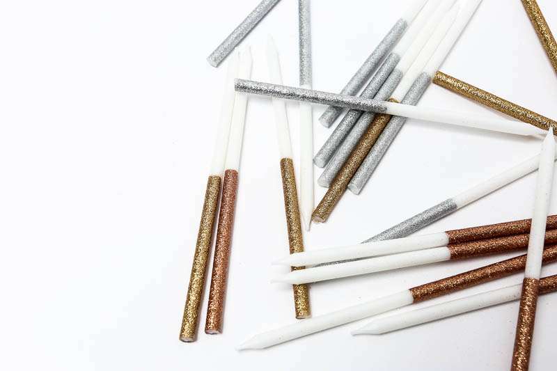 Candle Rose Gold Glitter Dip Cake Candles 12pc