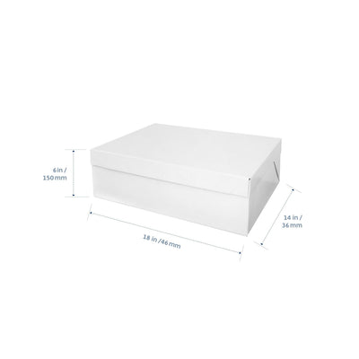 LOYAL White Rectangular Half Slab 18" x 14" Cake Box & Lid 6" Tall