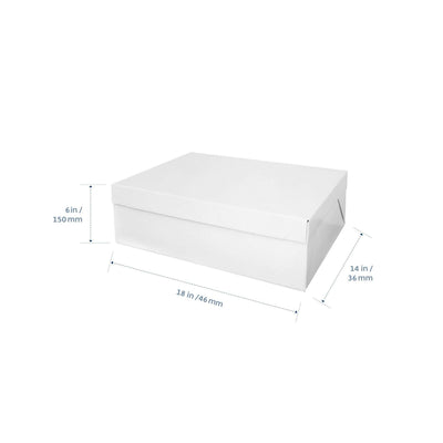 LOYAL White Rectangular Half Slab 18" x 14" Cake Box & Lid 6" Tall