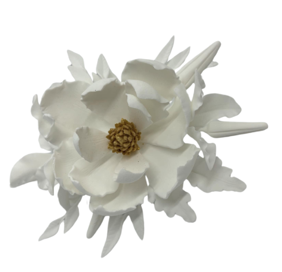 Edible Magnolia Wedding Spray - White with white leaves