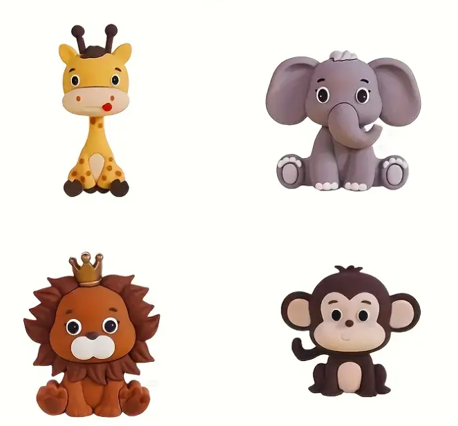 Safari Jungle Animal Cake Toppers 4pc