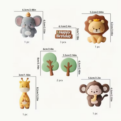 9pcs Jungle Animal Cake Decoration Set