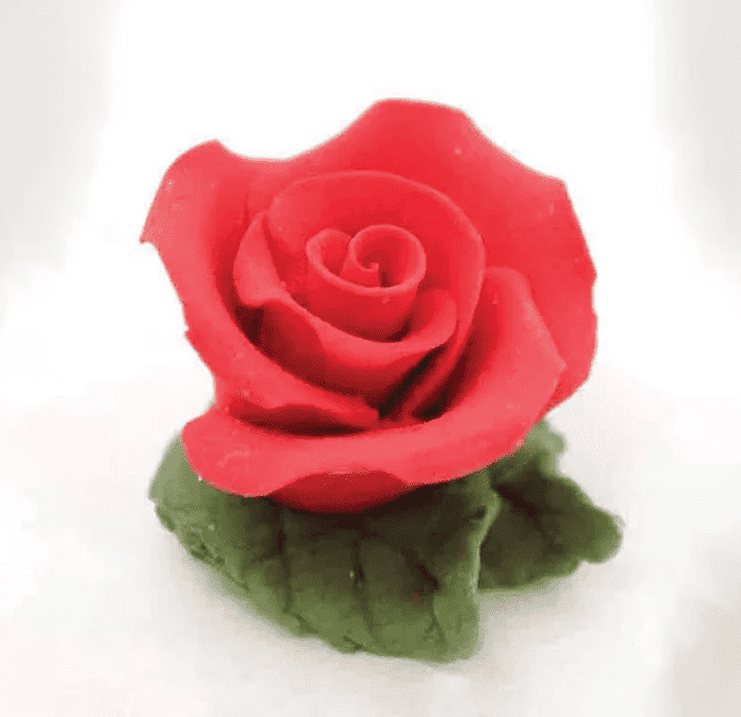 TINY RED ROSE AND LEAF | SUGAR FLOWERS