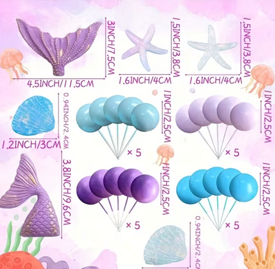 Mermaid Cake Kit Decorations