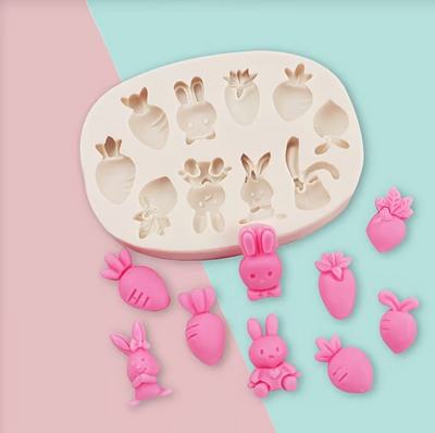 Cute Little Bunny Carrot Cake Silicone Mould