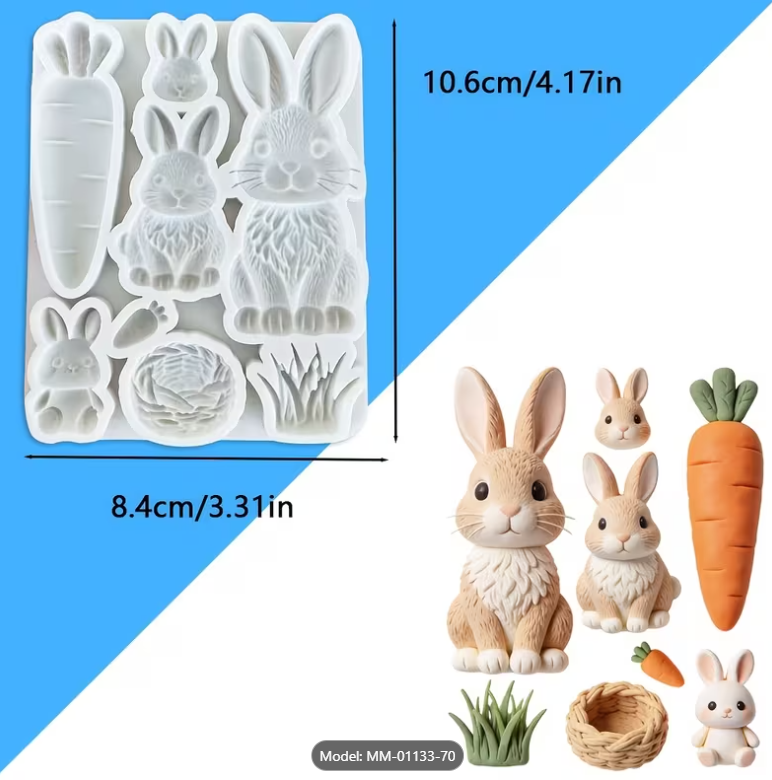 Rabbit Carrot Cake Decoration Silicone Mould