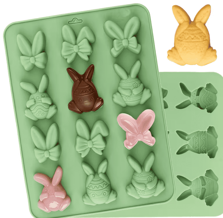 Silicone Easter Bunny and Bow Shaped Candy Mold
