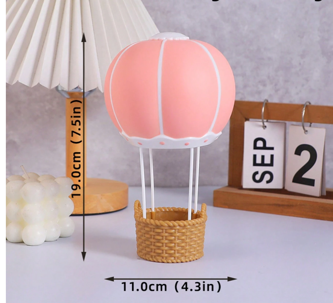 1pc Cartoon Hot Air Balloon Pink Bear Soft Rubber Doll Cake Ornament