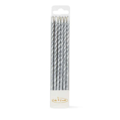 Candle Spiral Cake Candles Silver (Pack of 12)