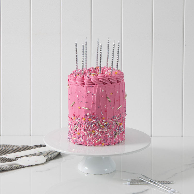 Candle Spiral Cake Candles Silver  (Pack of 12)