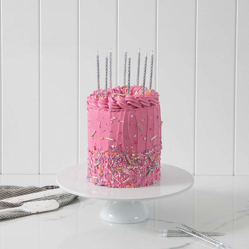 Candle Spiral Cake Candles Silver (Pack of 12)