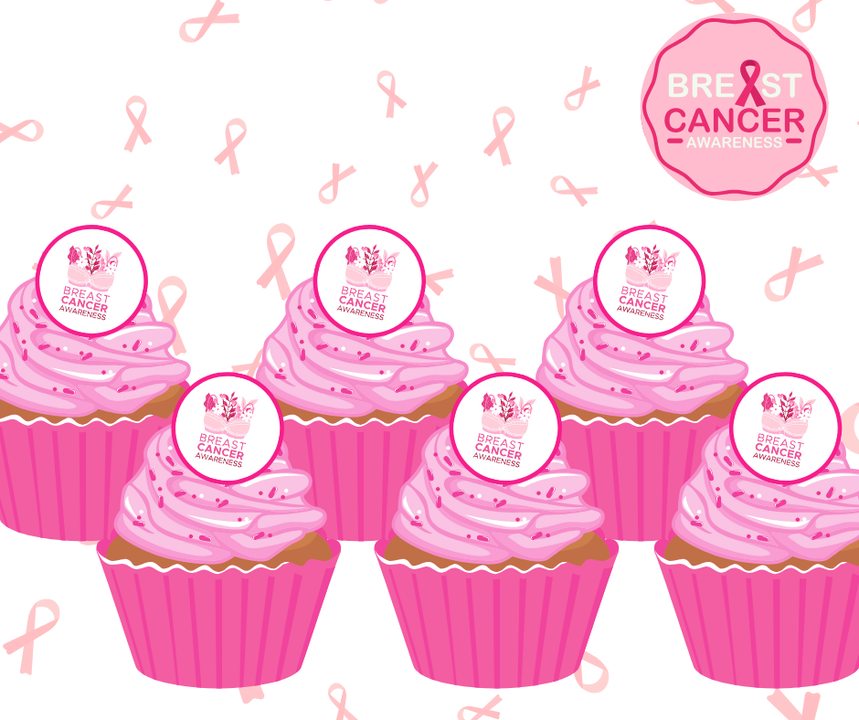 BREAST CANCER AWARNESS EDIBLE CUPCAKE TOPPERS