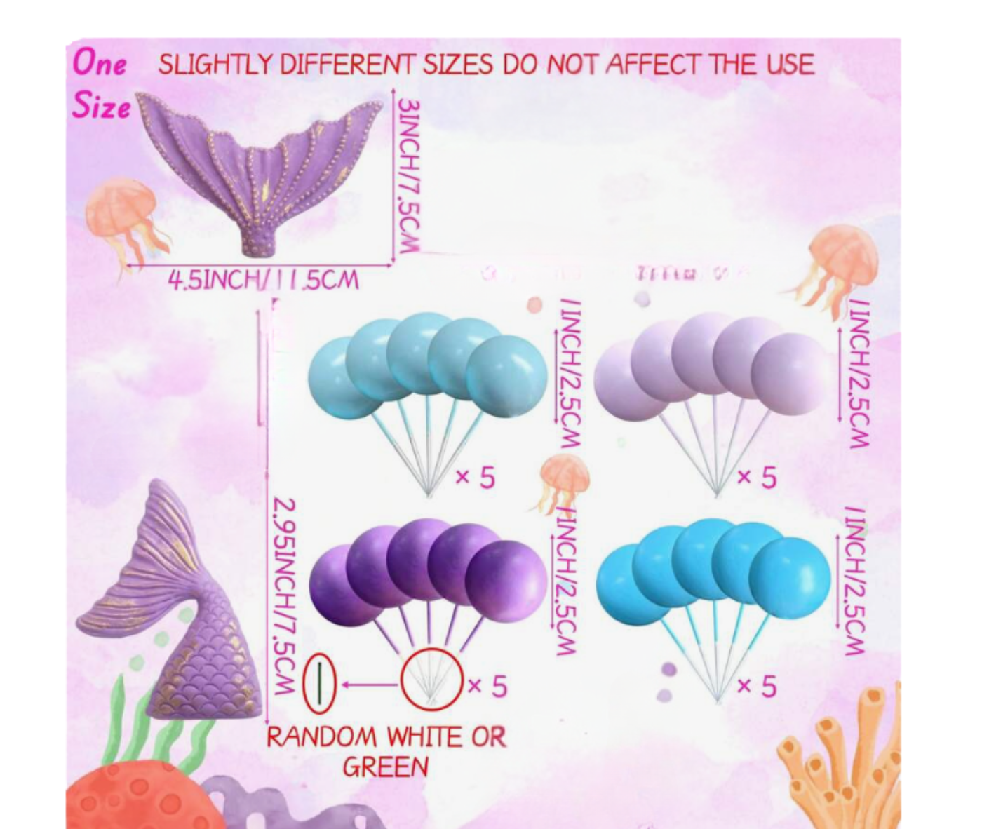 Cake Topper Mermaid Tail Set