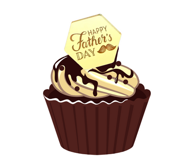 Father's Day with Moustache Gold Disc Toppers 5pc Set
