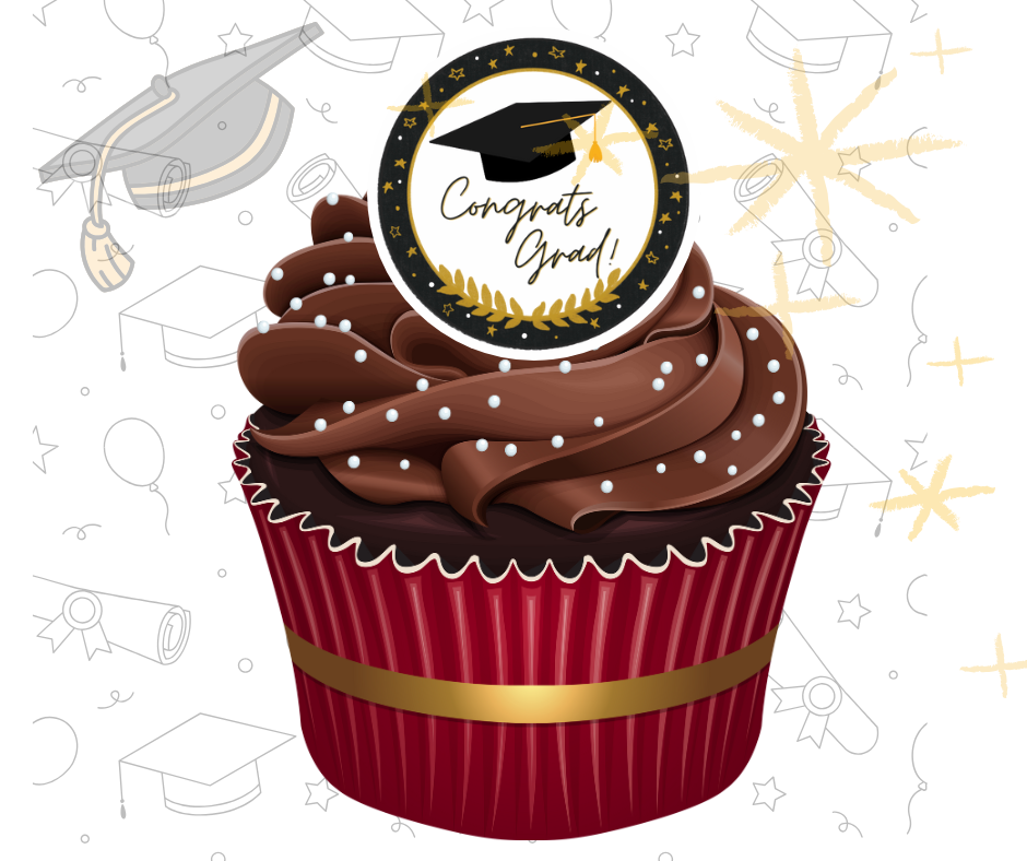 GRADUATION EDIBLE CUPCAKE TOPPERS