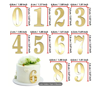 Gold Mirror Numbers 10pcs