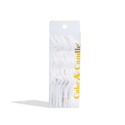 13cm SWIRLY Cake Candles WHITE (Pack of 16)