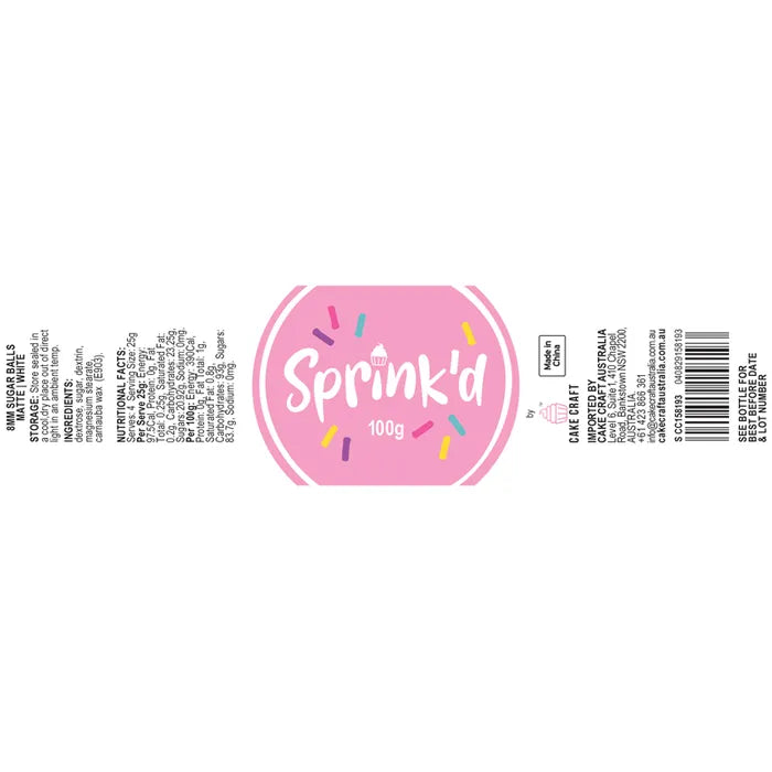 Sprinkles Sprink'd Sugar Balls Matte White 8mm