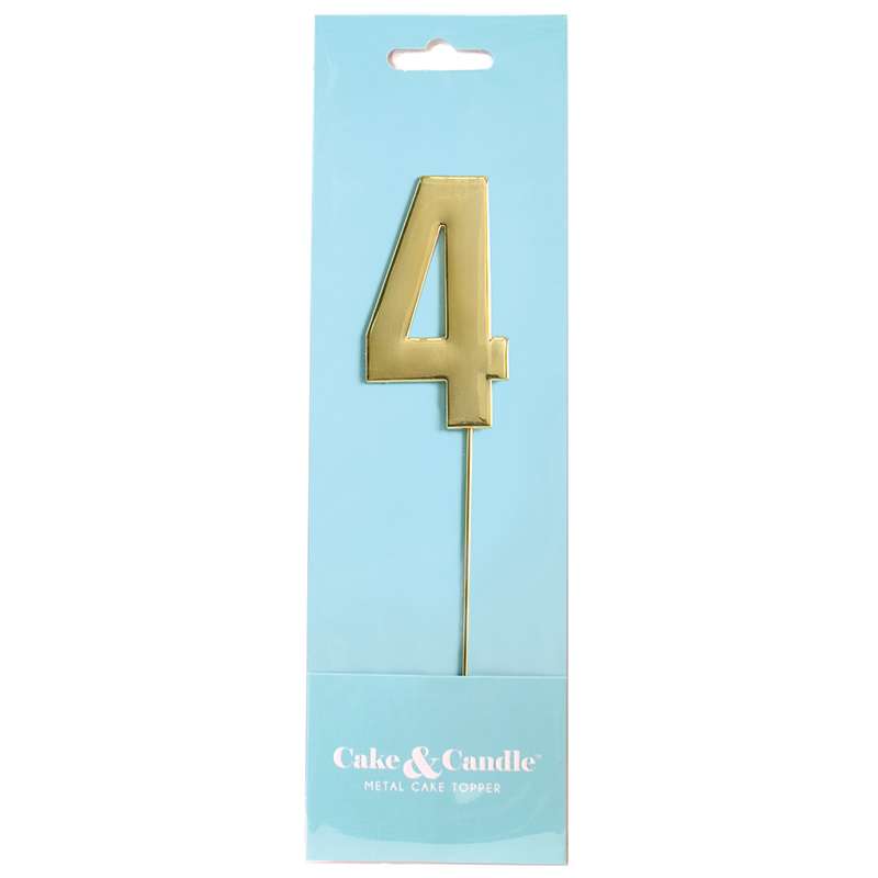 Cake Topper Bold Gold Number 4