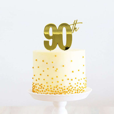 Cake Topper 90th Metal Cake Gold