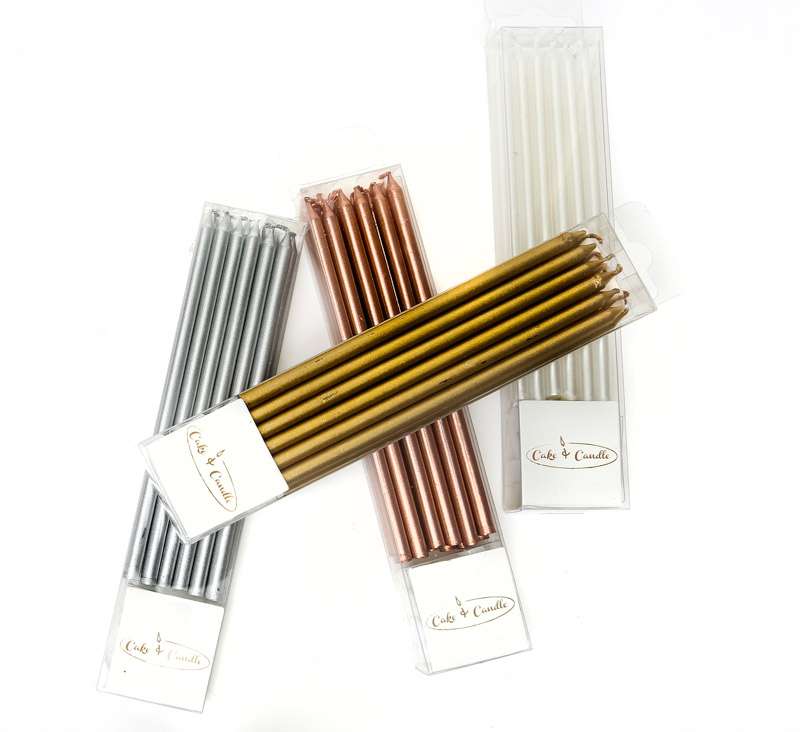 Candle 12cm Tall Cake Candle Gold 12 Pack