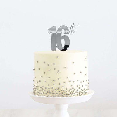 Cake Topper 16th Metal Cake Silver