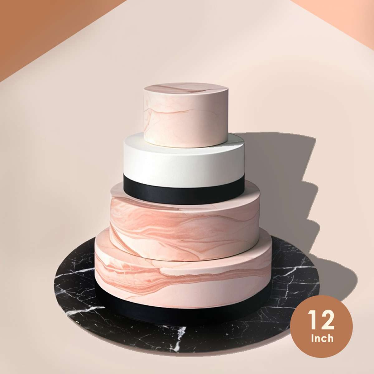 Food Presentation 12" Black Marble Cake Board | Round