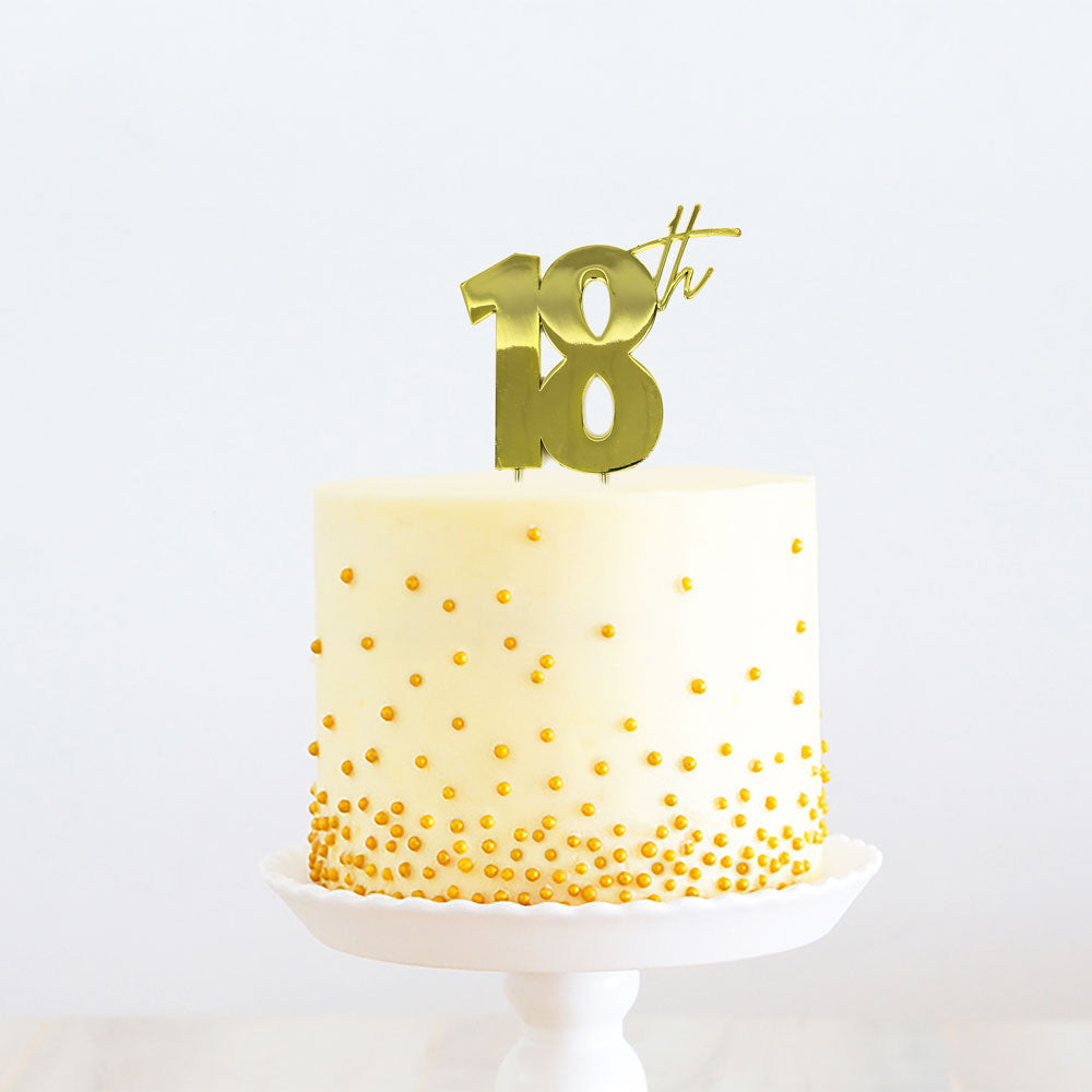 Cake Topper 18th Metal Cake Gold