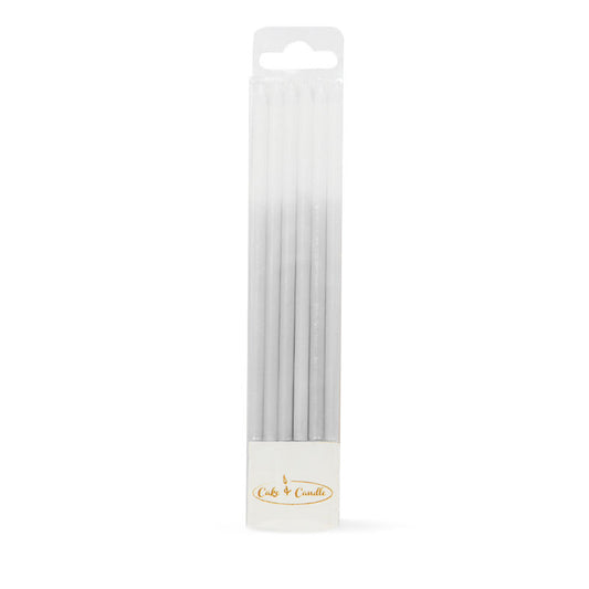 CAKE CANDLES OMBRE SILVER (PACK OF 12)