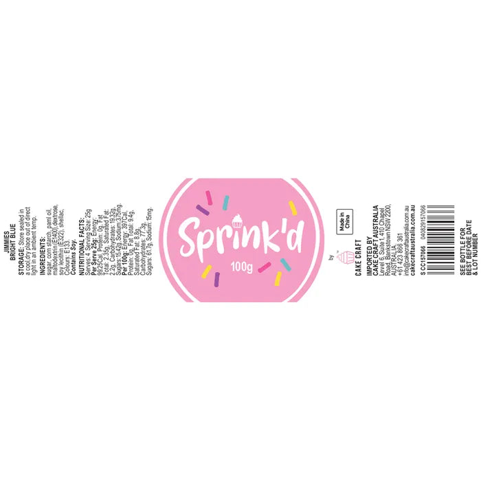 Sprinkles Sprink'd Jimmies Bright Blue 100g