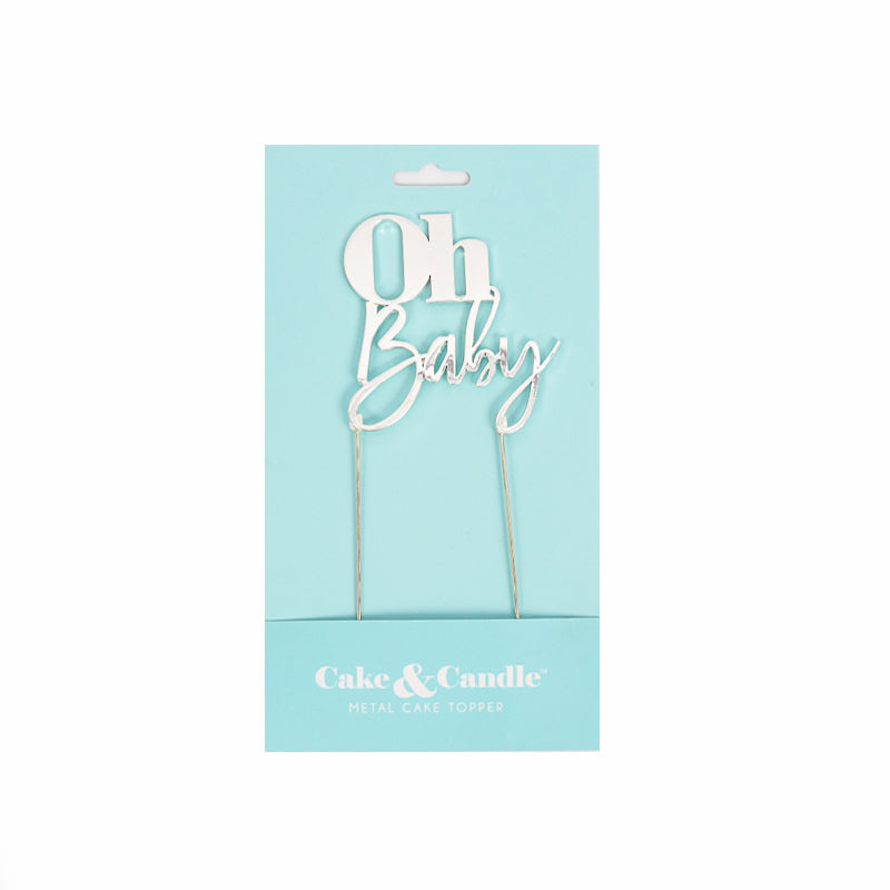 Cake Topper Oh Baby Metal Cake Silver