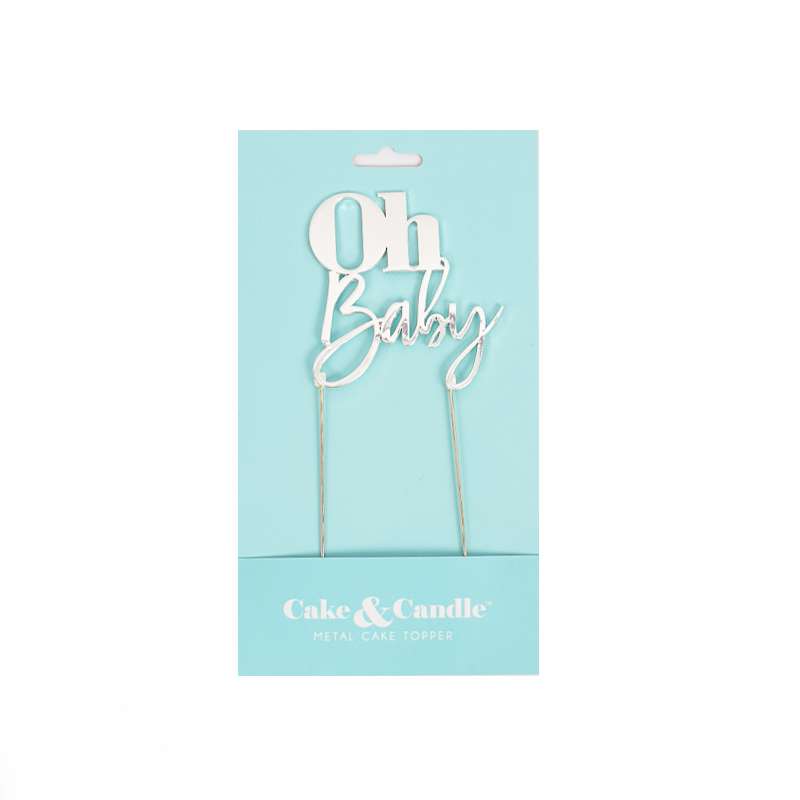Cake Topper Oh Baby Metal Cake Silver