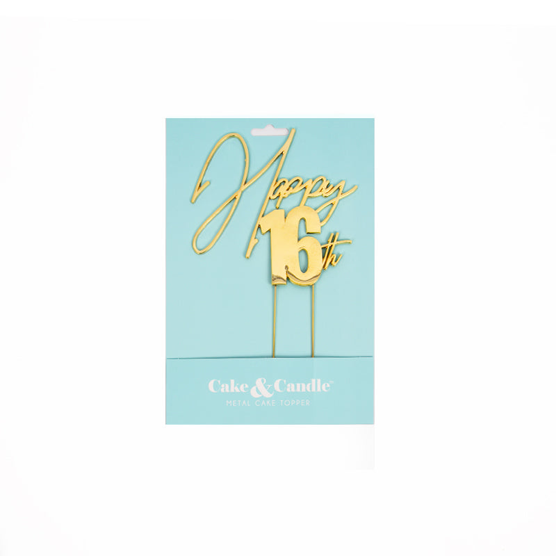 GOLD Metal Cake Topper - HAPPY 16th