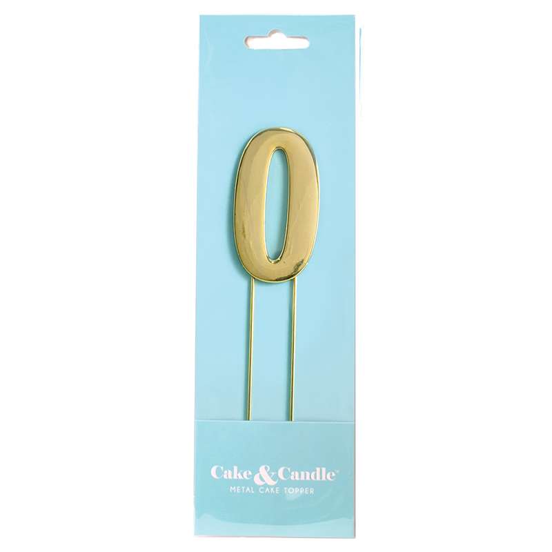 Cake Topper Bold Gold Number 0