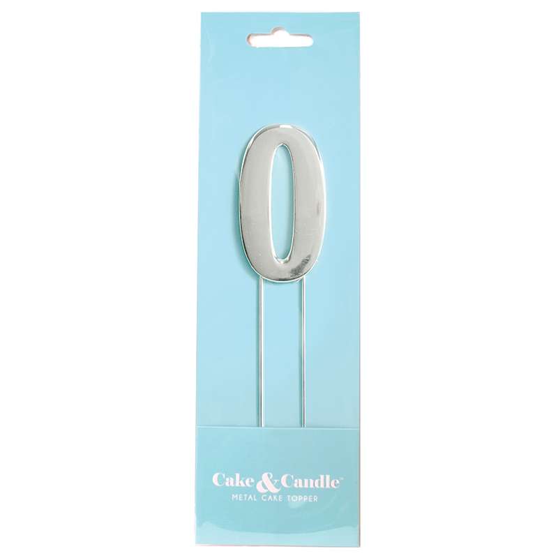 Cake Topper Bold Silver Number 0