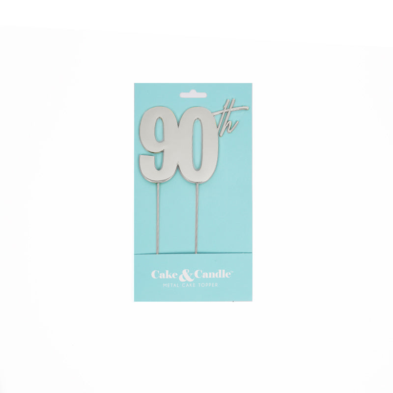 Cake Topper 90th Metal Cake Silver