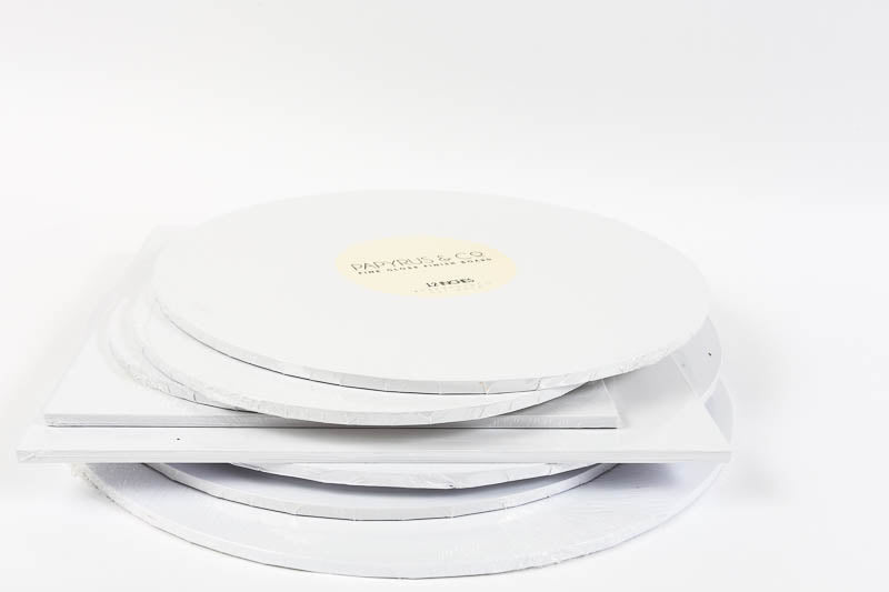 Cake Board Masonite White 10" Square Papyrus Gloss Finish