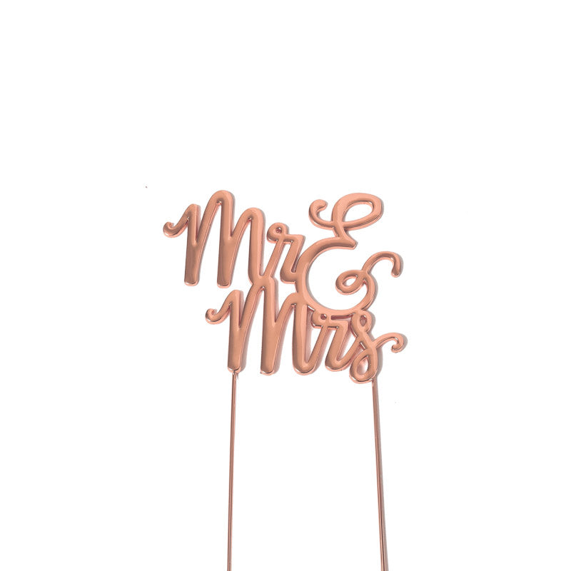 Cake Topper Rose Gold Plated Mr & Mrs