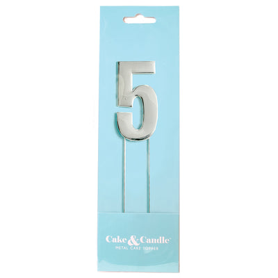 Cake Topper Bold Silver Number 5