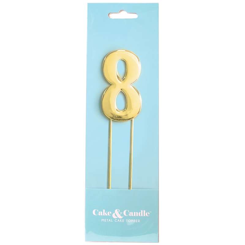 Cake Topper Bold Gold Number 8