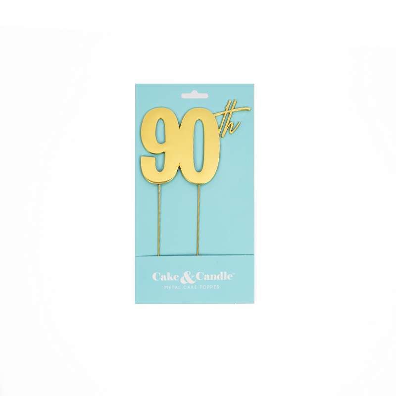 Cake Topper 90th Metal Cake Gold
