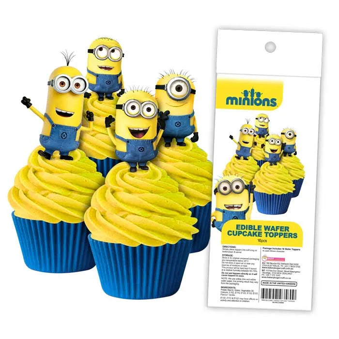 Edible wafer Cupcake Toppers Minions 16 pack