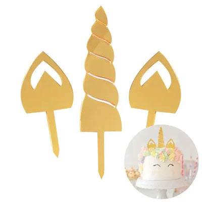 UNICORN HORNS & EARS GOLD MIRROR ACRYLIC TOPPER