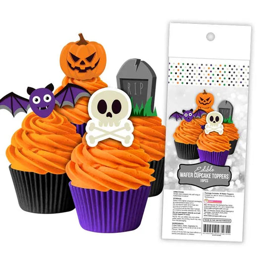 Edible Wafer Cupcake Toppers Halloween 16 piece pack